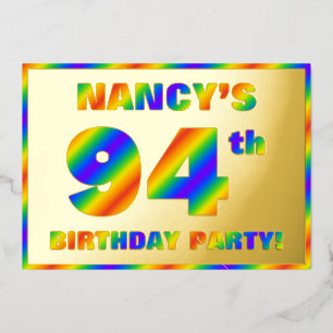94th Birthday Party —おもしろい、レインボースペクトル「94」 箔招待状