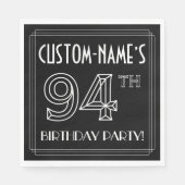 94th Birthday Party:アールデコスタイル+名前をカスタムする スタンダードランチョンナプキン (正面)