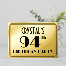 94th Birthday Party —アールデコ検索「94」 +名前 箔招待状