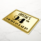 94th Birthday Party —アールデコ検索「94」 +名前 箔招待状 (回転した状態)