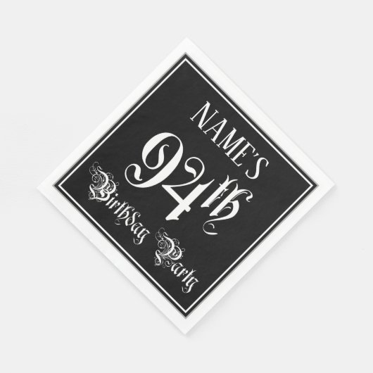 94th Birthday Party – スクリプファンシート+名前をカスタムする スタンダードランチョンナプキン (角)