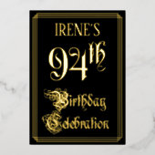 94th Birthday Party – スクリプファンシート&名前をカスタムする 箔招待状 (正面)