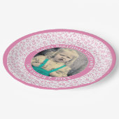 95あなたの写真の乱数パターンピンク/白 ペーパープレート (アングル)