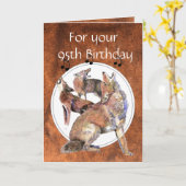 95おもしろい誕生日ハウリングコヨーテ カード (黄色い花)