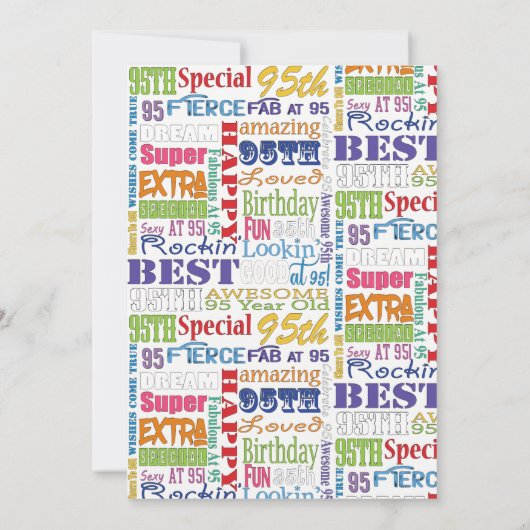 95ユニーク歳の誕生日プレゼント 招待状 (裏面)