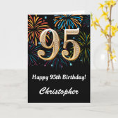 95位の誕生日、虹の花火が黒と金ゴールド カード (黄色い花)