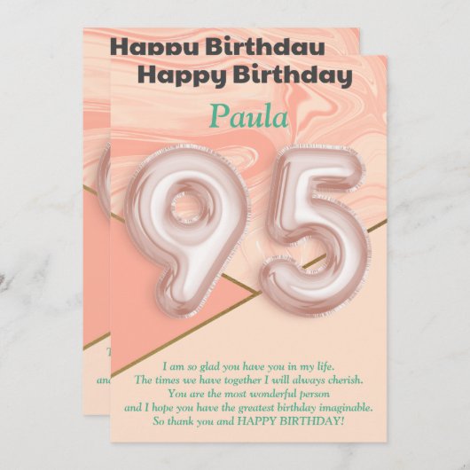 95歳の女の子のハッピーバースデーカード (正面/裏面)