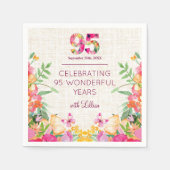 95歳の花 フローラル リネン 95歳の誕生日 スタンダードカクテルナプキン (正面)