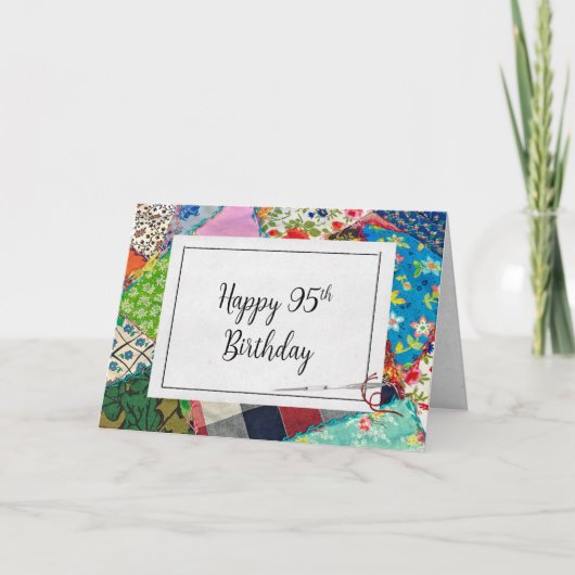95歳の誕生日おめでとう パッチワークキルト カード (正面)