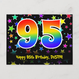 95歳の誕生日おめでとう:楽しいスターパターン、虹95、名前 ポストカード