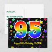95歳の誕生日おめでとう：楽しいスターパターン、虹95、名前 ポストカード (正面/裏面)