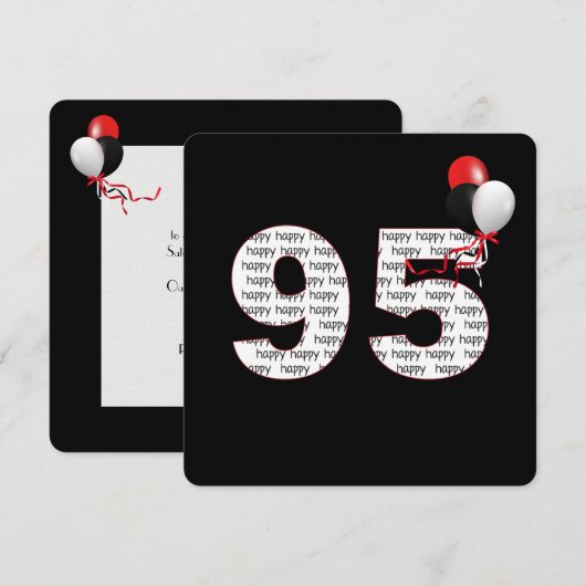 95歳の誕生日おめでとう 黒の招待状 招待状 (正面/裏面)