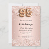 95歳の誕生日バラ金ゴールドピンク紙吹雪 招待状 (正面)