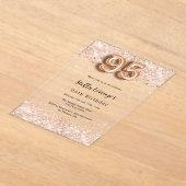 95歳の誕生日バラ金ゴールド紙吹雪 澄ん アクリル招待状 (レイダウン)