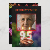 95歳の誕生日パーティー招待状を追加, 写真を添えて 招待状 (正面/裏面)