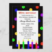 95歳の誕生日パーティー招待状 キャンドルとドット 招待状 (正面/裏面)