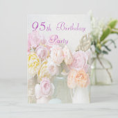 95歳の誕生日パーティー ロマンティックなバラの瓶詰め 招待状 (スタンド正面)