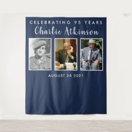 95歳の誕生日写真コラージュ背景バナー タペストリー