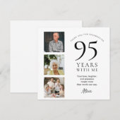 95歳の誕生日感謝カード(写真付きシンプル) サンキューカード (正面/裏面)