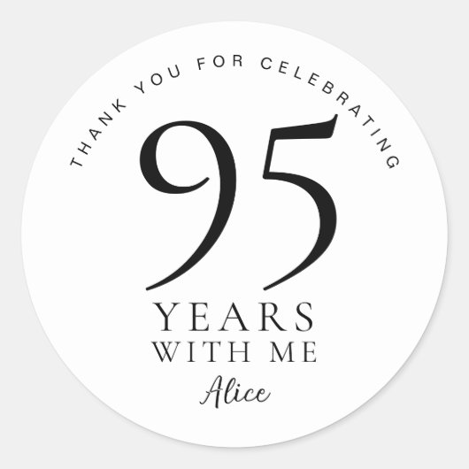 95歳の誕生日感謝祭パーティーシール ラウンドシール (正面)