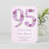 95歳の誕生日招待状のための女性のためのmauve招待状 招待状 (スタンド正面)