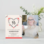 95歳の誕生日招待状のフローラハート 招待状 (スタンド正面)