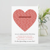 95歳の誕生日招待状タイポグラフィレッドブラック 招待状 (スタンド正面)