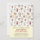 95歳の誕生日招待状 メンズ カクテル パターン 招待状 (正面)