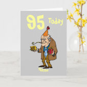 95歳の誕生日漫画パーソナライズ カード (黄色い花)