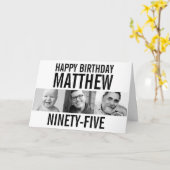 95歳の誕生日3枚モノラル白黒 カード (黄色い花)