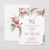 95歳の誕生日 エレガントなウィンターベリー ボタニカル 招待状 (正面/裏面)