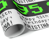 95歳の誕生日 - オタク/ギークスタイルの「95」と名前 ラッピングペーパー (ロールコーナー)