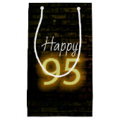 95歳の誕生日 ネオンサイン レンガの上 スモールペーパーバッグ (正面)