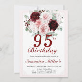 95歳の誕生日 編集可能なテンプレート 招待状 (正面)