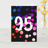 95歳の誕生日 黒地に虹色のドット カード (黄色い花)