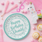 95番目のパーティー乱数パターンティール（緑がかった色）/白 ペーパープレート (パーティー)