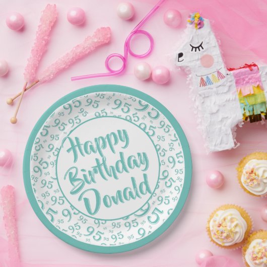 95番目のパーティー乱数パターンティール（緑がかった色）/白 ペーパープレート (パーティー)