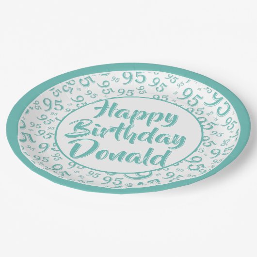 95番目のパーティー乱数パターンティール（緑がかった色）/白 ペーパープレート (アングル)