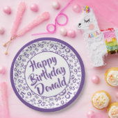 95番目のパーティー乱数パターン紫/白 ペーパープレート (パーティー)