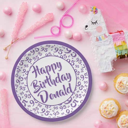 95番目のパーティー乱数パターン紫/白 ペーパープレート (パーティー)