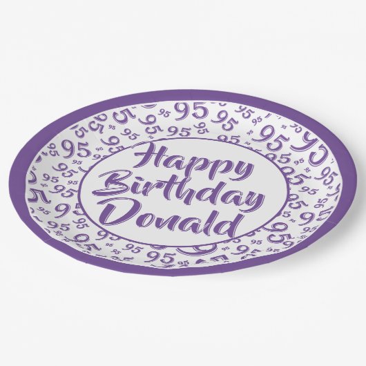 95番目のパーティー乱数パターン紫/白 ペーパープレート (アングル)