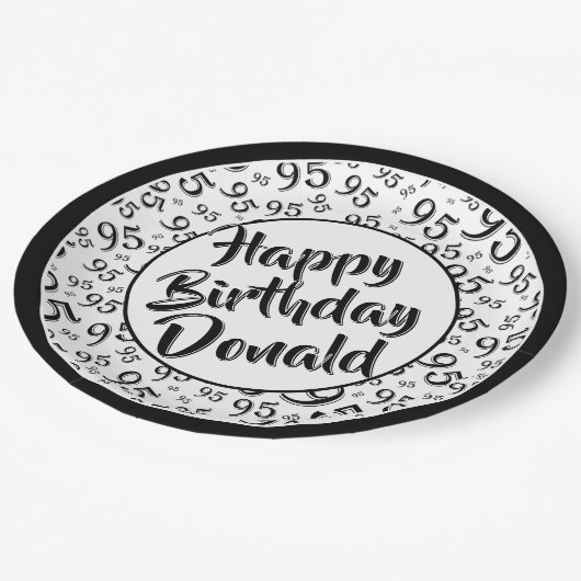 95番目のパーティー乱数パターン黒/白 ペーパープレート (アングル)