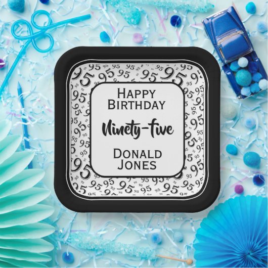 95番目のパーティー乱数パターン黒/白 ペーパープレート (パーティー)