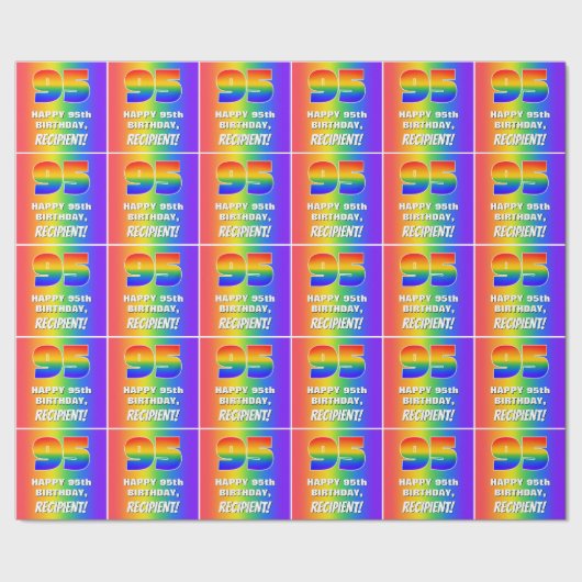 95番目の誕生日カラフル:, おもしろいレインボーパターン# 95 ラッピングペーパー (シーム)