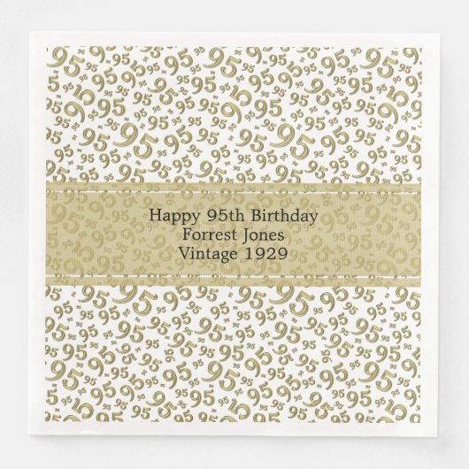 95番目の誕生日クール番号パターン金ゴールド/白 (正面)