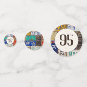 95番目の誕生日レトロライセンスプレート コンフェッティ (正面)
