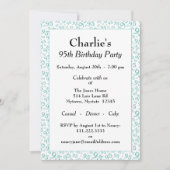 95番目の誕生日乱数パターンティール(緑がかった色)/白 招待状 (正面)