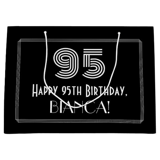 95番目の誕生日:インスパイアアールデコの「95」の外観と名前 ラージペーパーバッグ (正面)