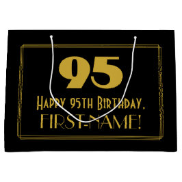 95番目の誕生日:インスパイアアールデコの「95」の外観と名前 ラージペーパーバッグ