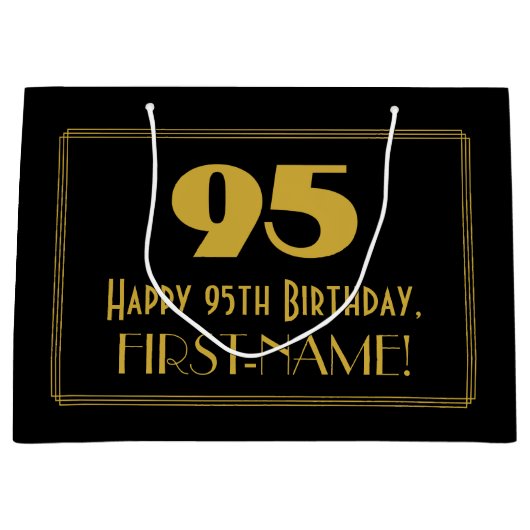 95番目の誕生日:インスパイアアールデコの「95」の外観と名前 ラージペーパーバッグ (正面)
